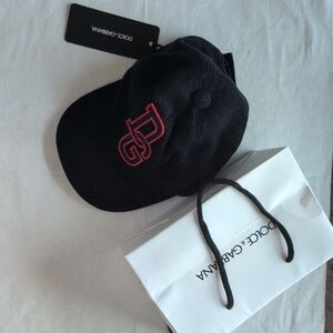 Dolce & Gabbana Black Hat with Red Embroidery